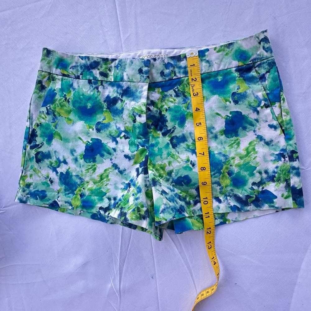 Forever 21 High Waist Green and Blue Shorts